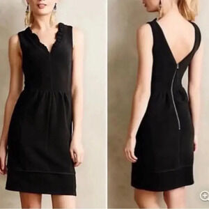 Anthropologie Maeve Black Ruffled Ottoman Cocktail Dress Women’s Size Small